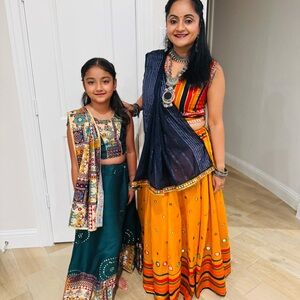 Elegant Multicolor Lehenga with Gold Accents